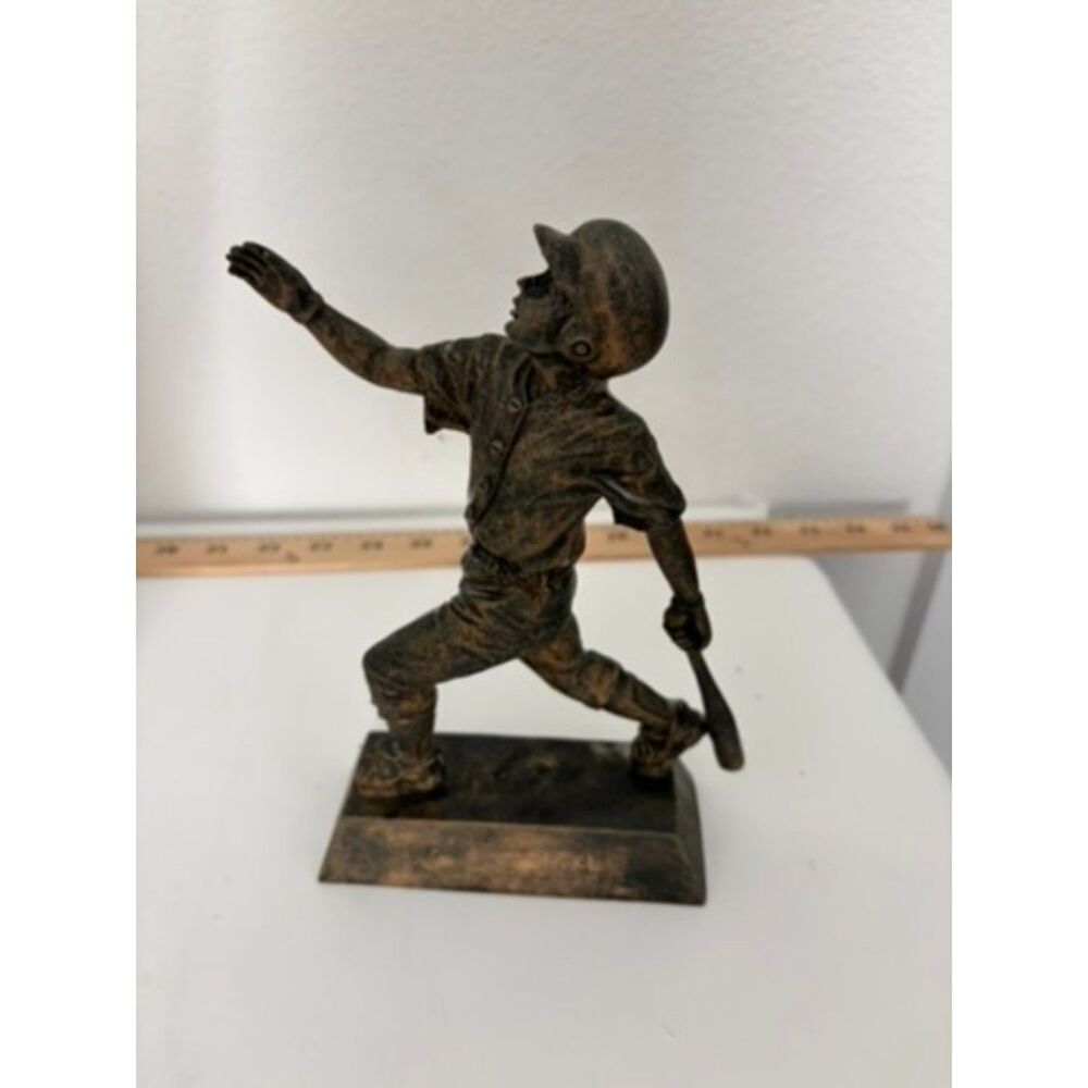vtg. Bronze toned resin baseball batter trophy award